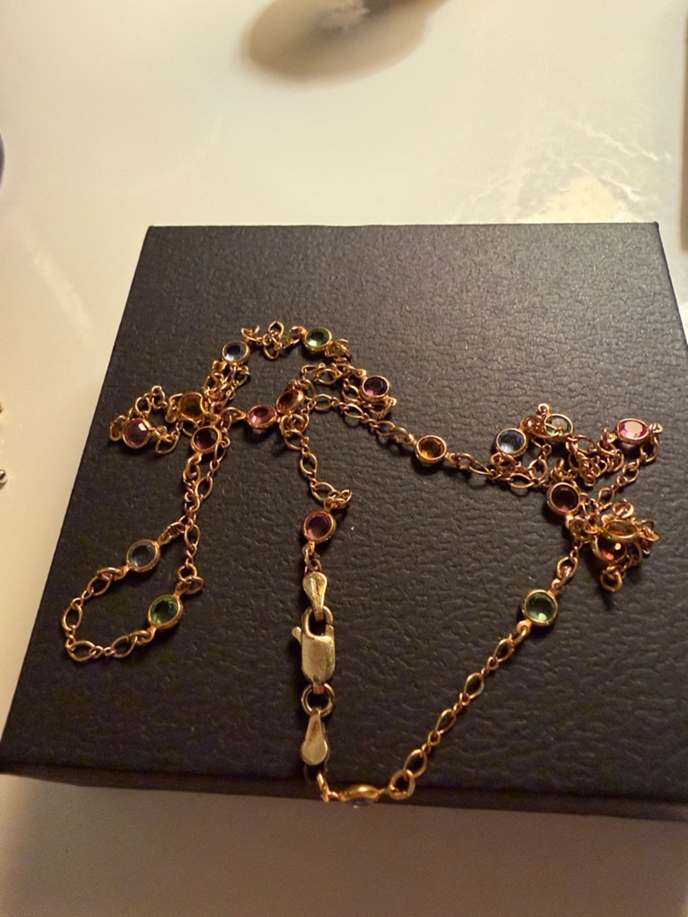 Gold filled Multicolor Station Necklace by